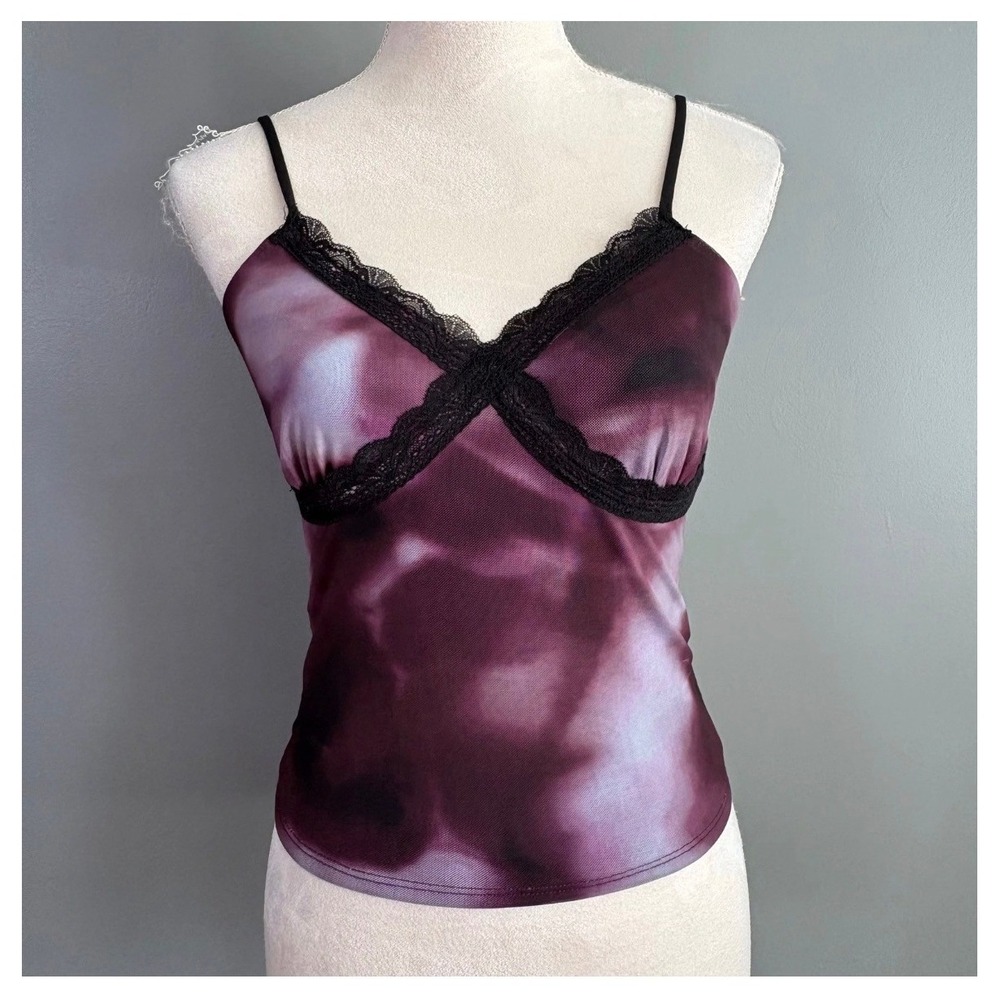 Haley & June Cami M Lace Trim Y2K Grunge Fairy Goth Whimsigoth Dark Coquette